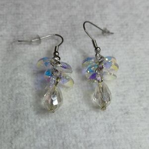 Vintage AB Iridescent Bead Fish Hook Earrings